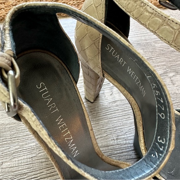 STUART WEITZMAN beige Croc Embossed platform heels - Picture 4 of 6